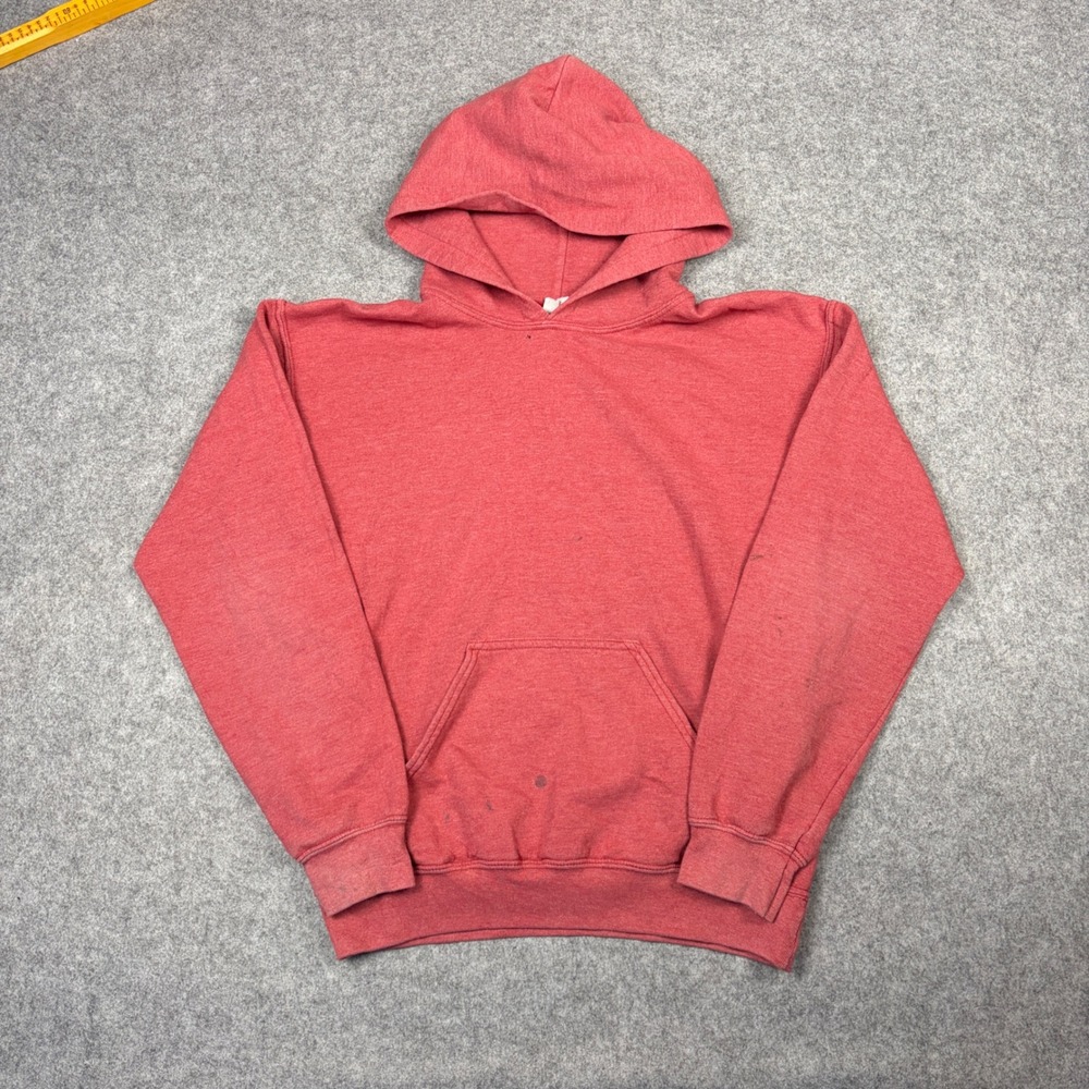 Gildan Pullover Hoodie Red Heather Fleece Sweatshirt Mens Small Medium